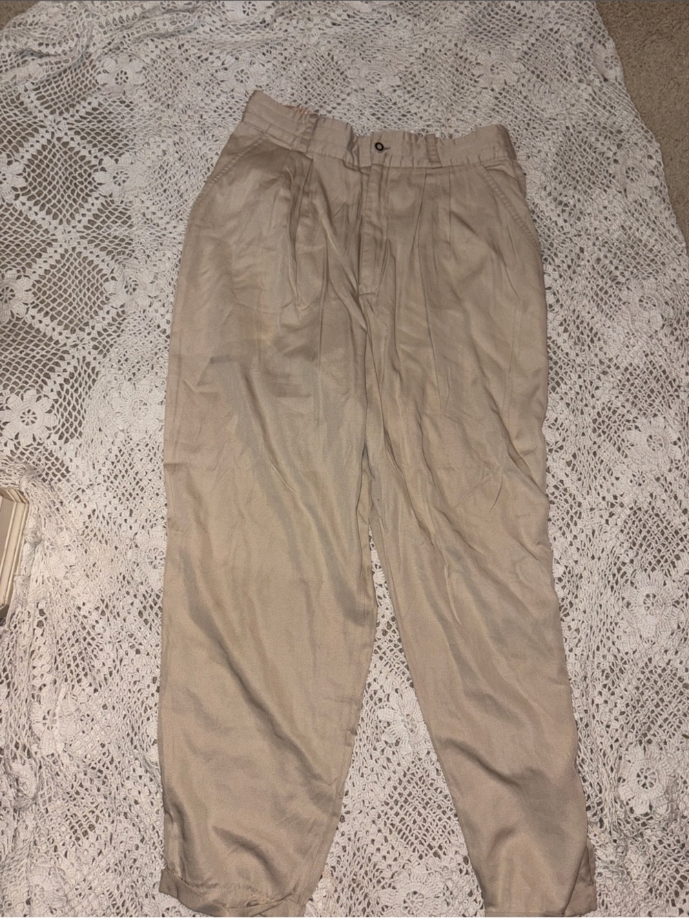 Tan Pleated Men's Chino Pants